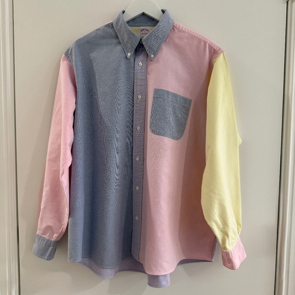 Brooks Brothers Oxford Colorblock Fun Shirt Button-Down Preppy Men's XL Pastel - Picture 3 of 8